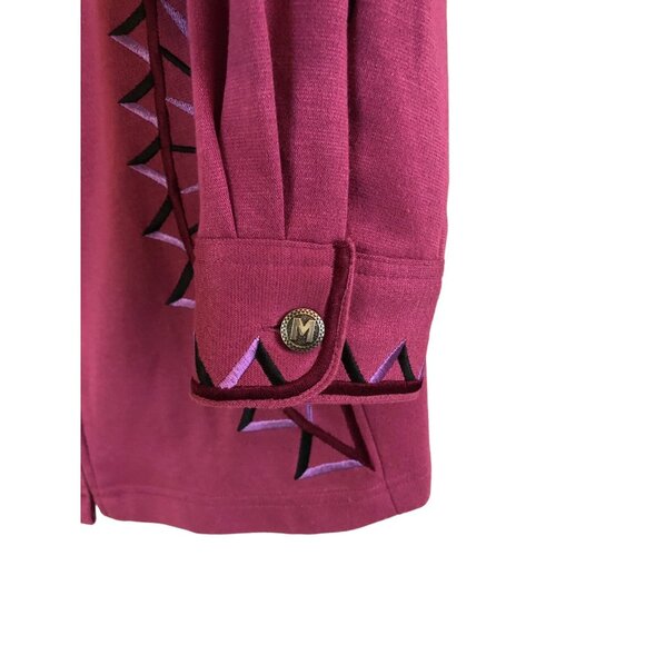 Bob Mackie Womens Jacket Embroidered Aztec Western Sweater Pink Purple Size M - Picture 5 of 6